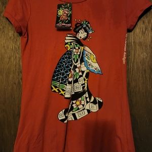 RARE - NWT Ed Hardy by Christian Audigier Tattoo Designs Geisha T-shirt - Size M